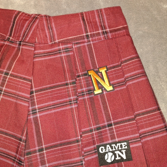 NWT No Boundaries Juniors Pleated Cos Burgundy Cheer School Girl Skirt Size S - Picture 3 of 9